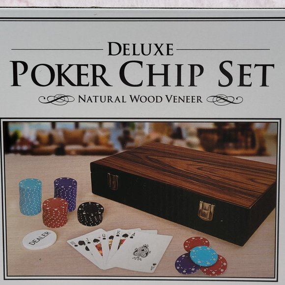 Deluxe Poker Chip Set Natural Wood Veneer Craftsman Collection NEW - Picture 5 of 8